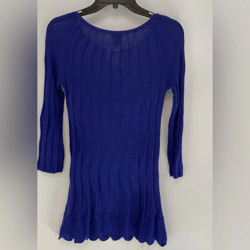 Missoni Blue V-Neck Ribbed Sweater - Picture 2 of 4
